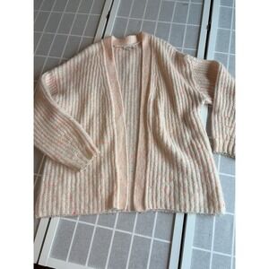 American Eagle Sweater Woman's M White Orange Yellow Grandpa Baggy Cardigan Knit